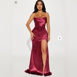 Fashion Nova Burgundy Strapless Dress